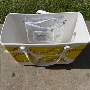 BOGG softball LARGE Tote Bag with Clear Pouch